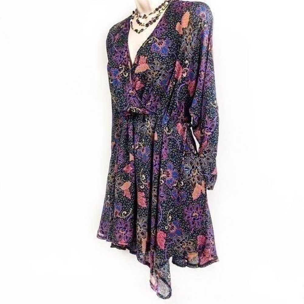 Free People Purple Floral Teegan Wrap Mini Dress … - image 2