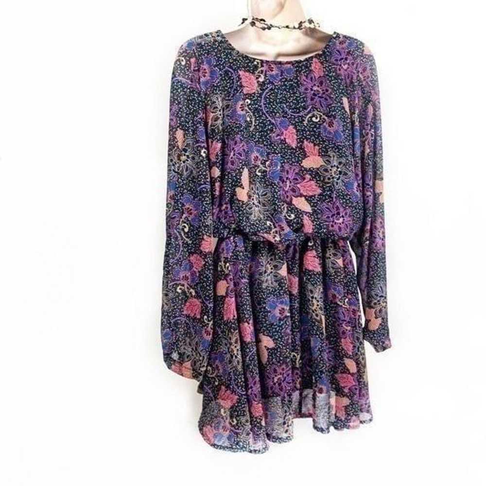 Free People Purple Floral Teegan Wrap Mini Dress … - image 3