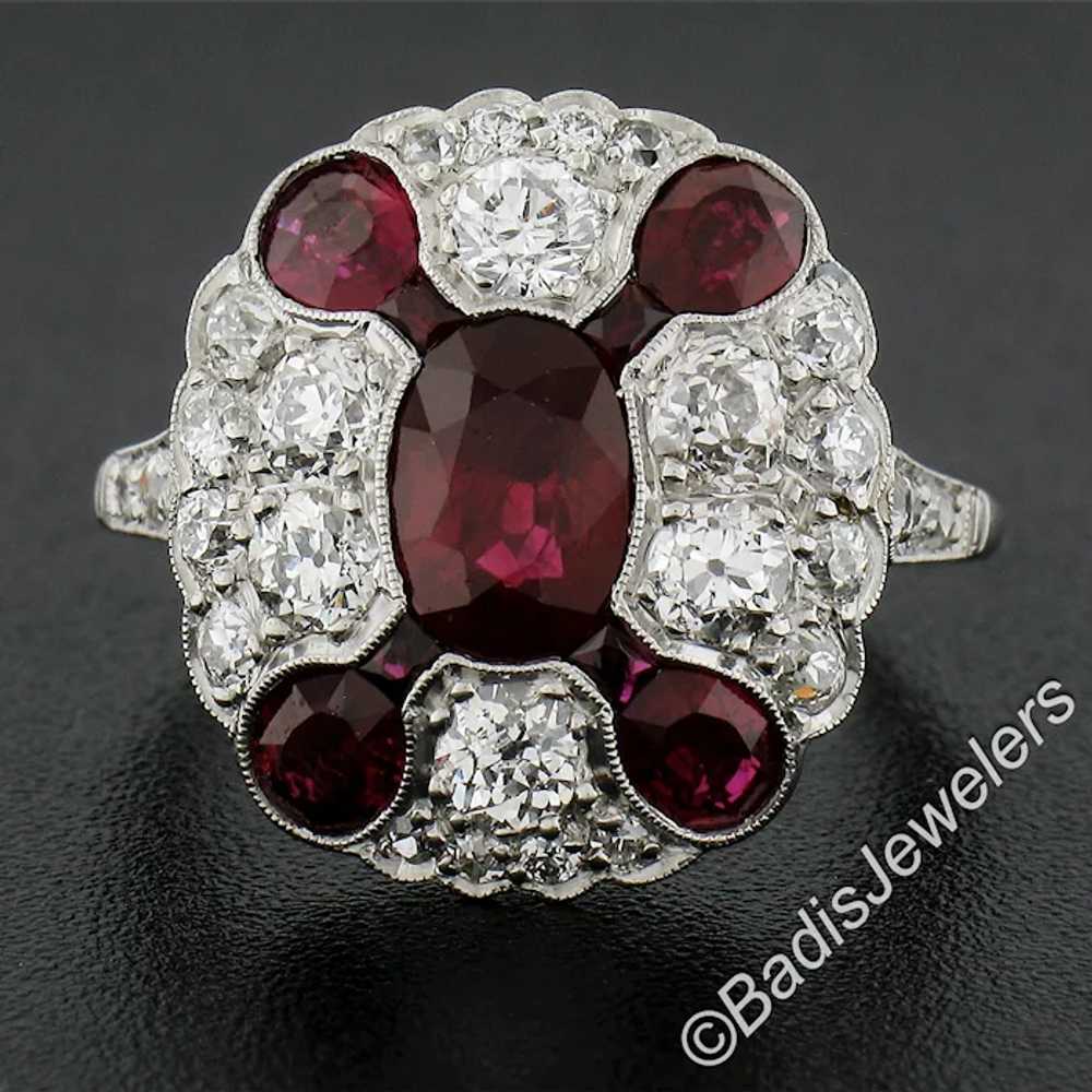 Antique Art Deco Platinum GIA Burma Ruby & Diamon… - image 2