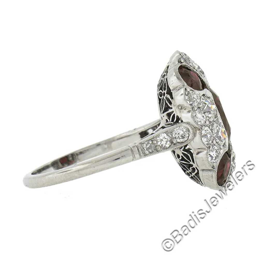 Antique Art Deco Platinum GIA Burma Ruby & Diamon… - image 3