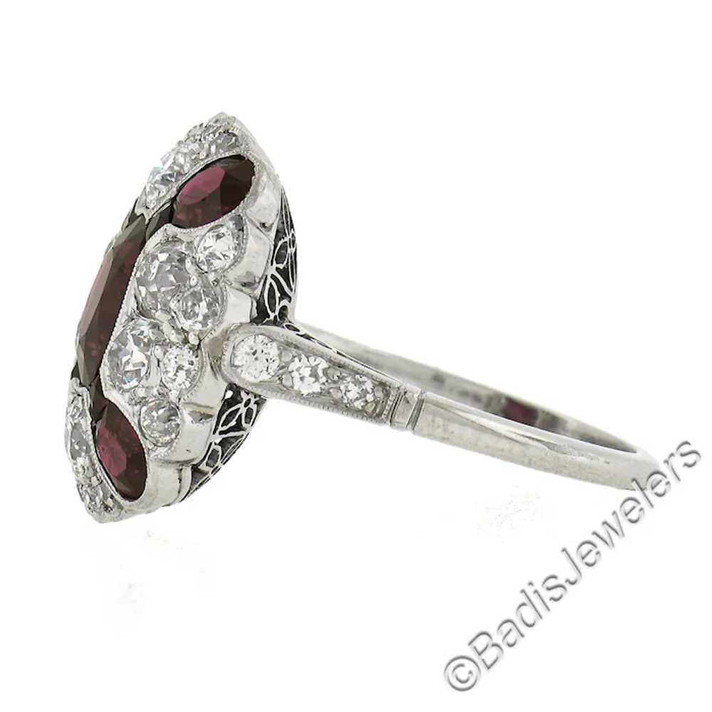 Antique Art Deco Platinum GIA Burma Ruby & Diamon… - image 4