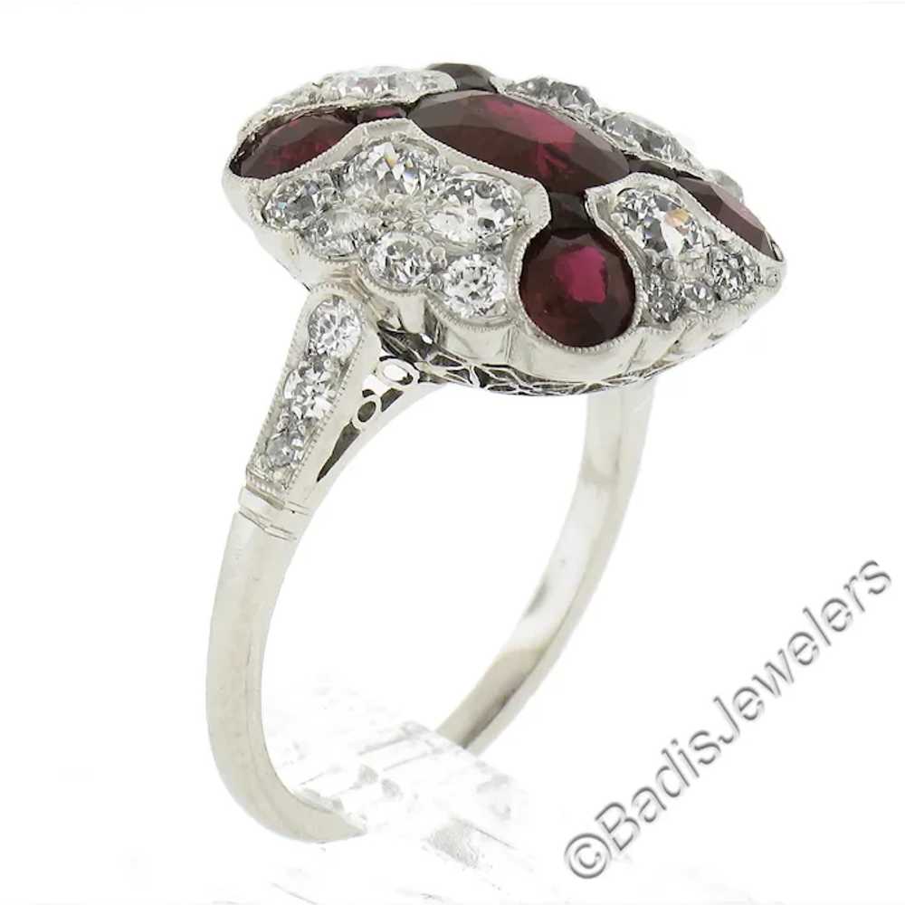 Antique Art Deco Platinum GIA Burma Ruby & Diamon… - image 5