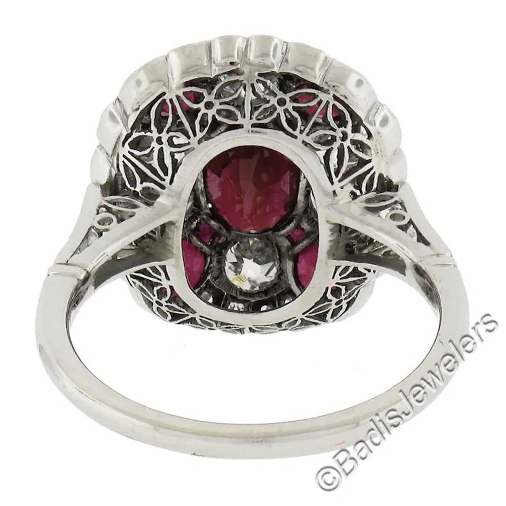 Antique Art Deco Platinum GIA Burma Ruby & Diamon… - image 6