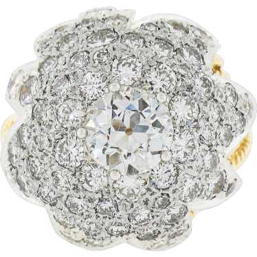 Vintage 18k Gold & Platinum GIA Old Diamond Flora… - image 1