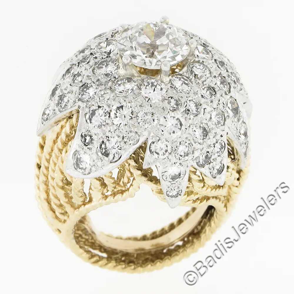 Vintage 18k Gold & Platinum GIA Old Diamond Flora… - image 4