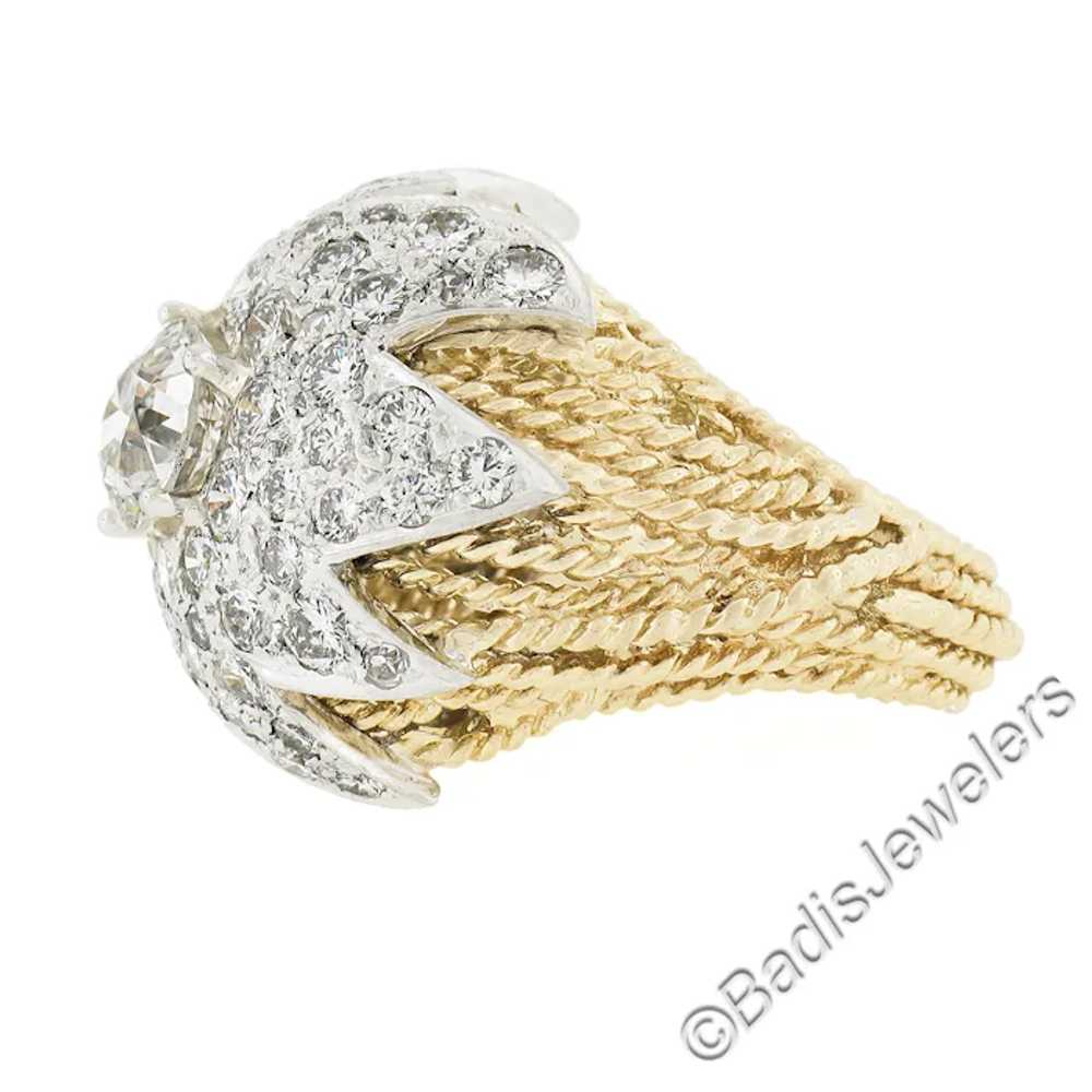 Vintage 18k Gold & Platinum GIA Old Diamond Flora… - image 5