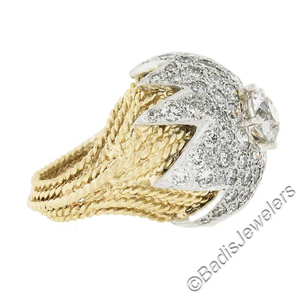 Vintage 18k Gold & Platinum GIA Old Diamond Flora… - image 6