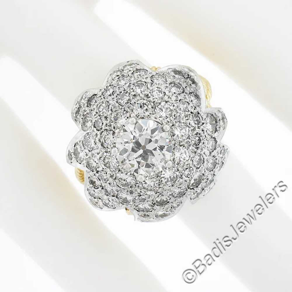 Vintage 18k Gold & Platinum GIA Old Diamond Flora… - image 7