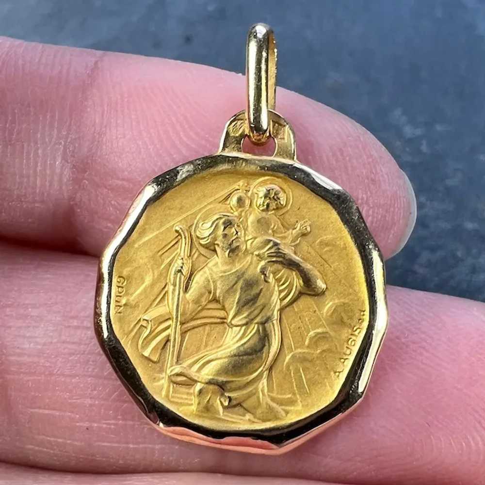 Augis Grun French Saint Christopher 18K Yellow Go… - image 5