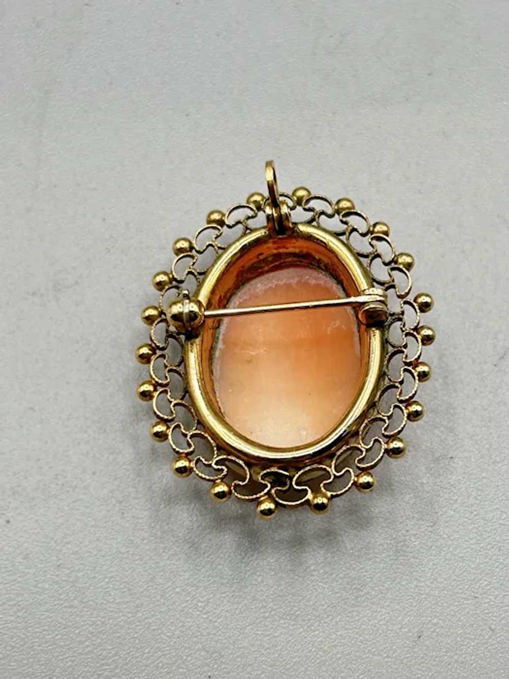 Vintage Genuine Carved Shell Cameo Pin Brooch and… - image 3