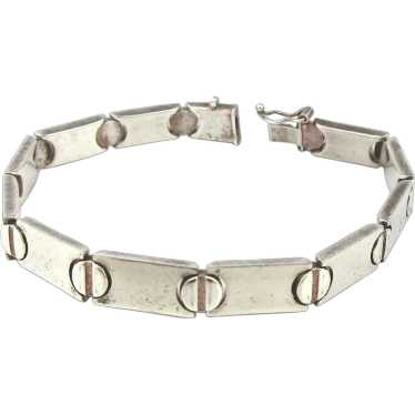 High Style Modernist Sterling Silver Link Bracelet