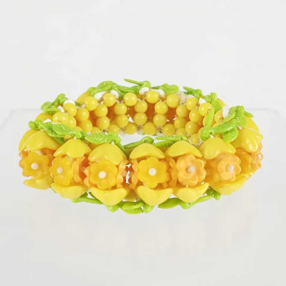 UV GLOW Bracelet ~ Plastic Flowers ~ Orange & Yel… - image 3