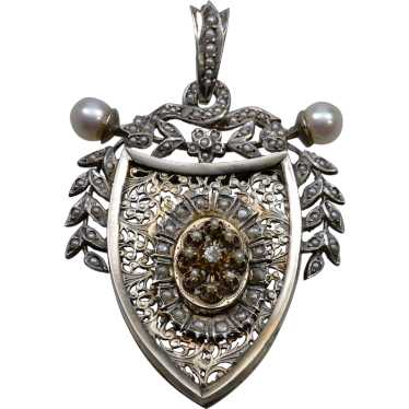 Antique Austro-Hungarian Locket Pendant Diamond N… - image 1