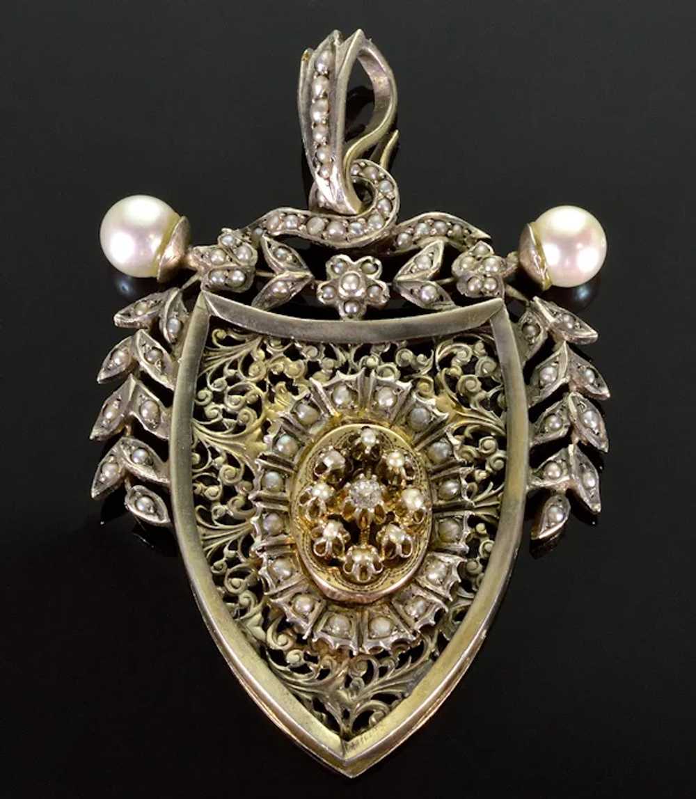 Antique Austro-Hungarian Locket Pendant Diamond N… - image 3