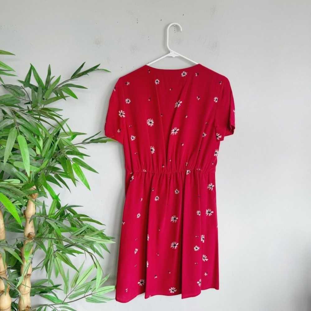 Madewell Tie-front Silk Floral Dress in Red 4 - image 7