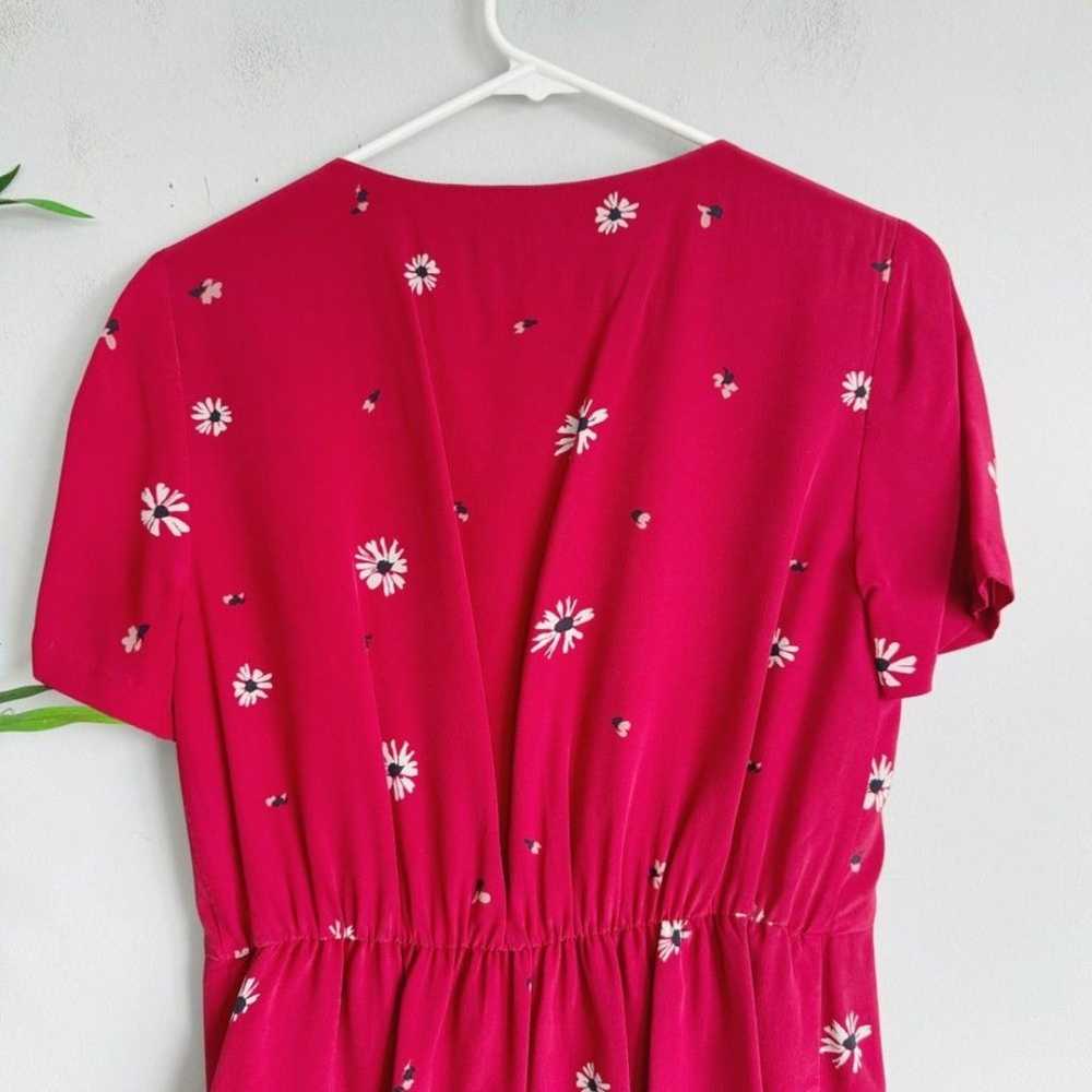 Madewell Tie-front Silk Floral Dress in Red 4 - image 8
