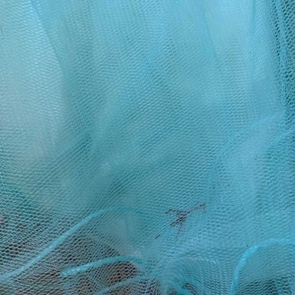 May Queen Dress Bright Blue Sheer Tulle Strapless… - image 10