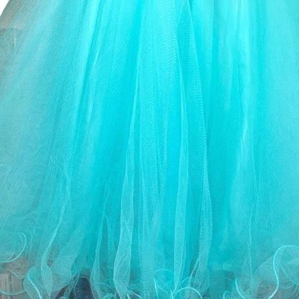 May Queen Dress Bright Blue Sheer Tulle Strapless… - image 11