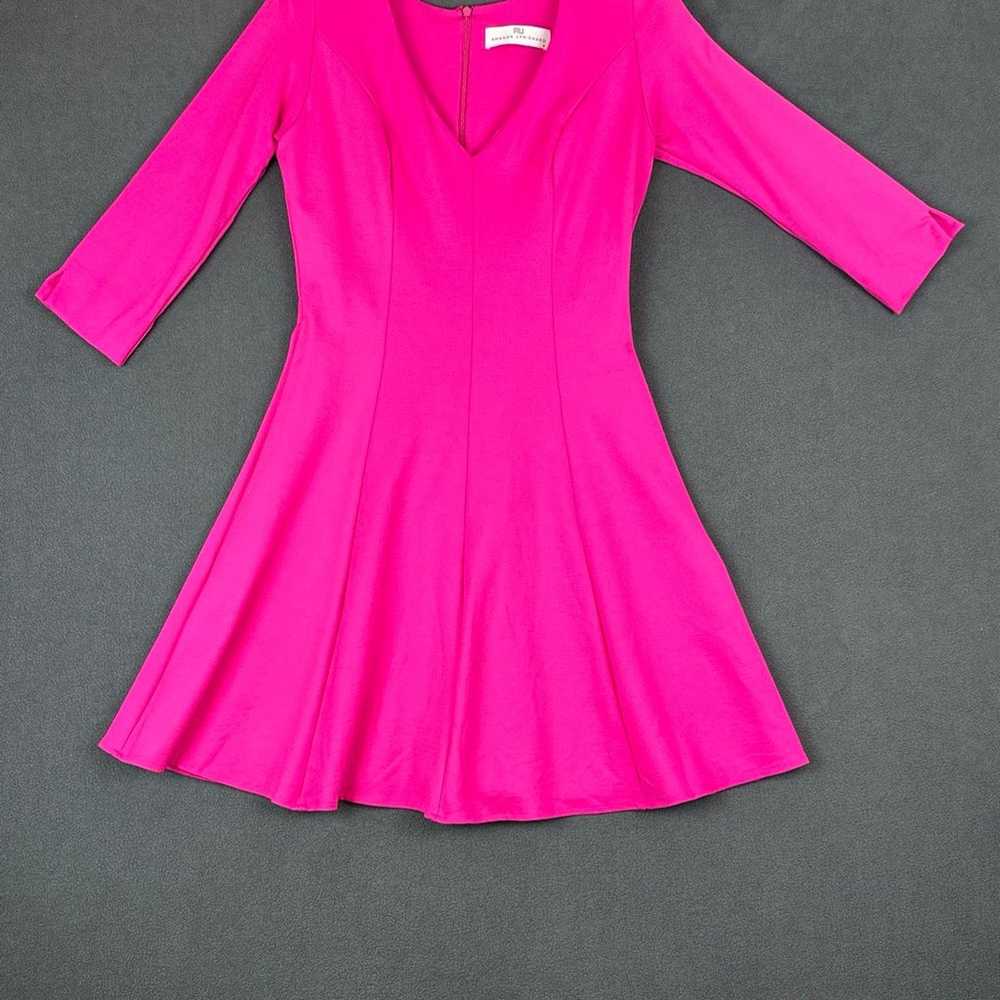 Amanda Uprichard Pink Fit And Flare Dress 3/4 Sle… - image 1