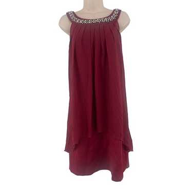 Size 20W 2X DARK RED EMBELLISHED CHIFFON FLYAWAY … - image 1