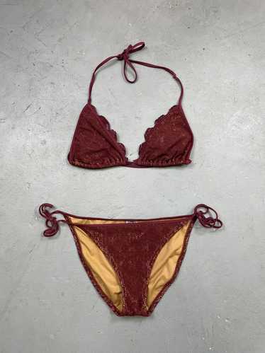 Vintage 2000s red lace two piece bikini set size l