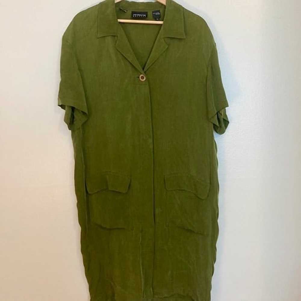 vintage silky olive shirt dress Liz Claiborne - s… - image 2