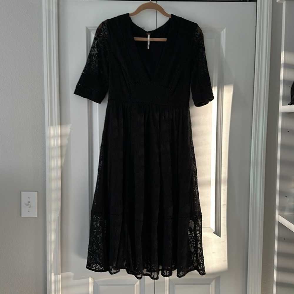 Free People Laure Black Lace Midi Dress - image 4