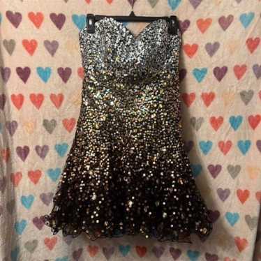 Short Sequin Ombre Formal Dress Prom Gold Black Co