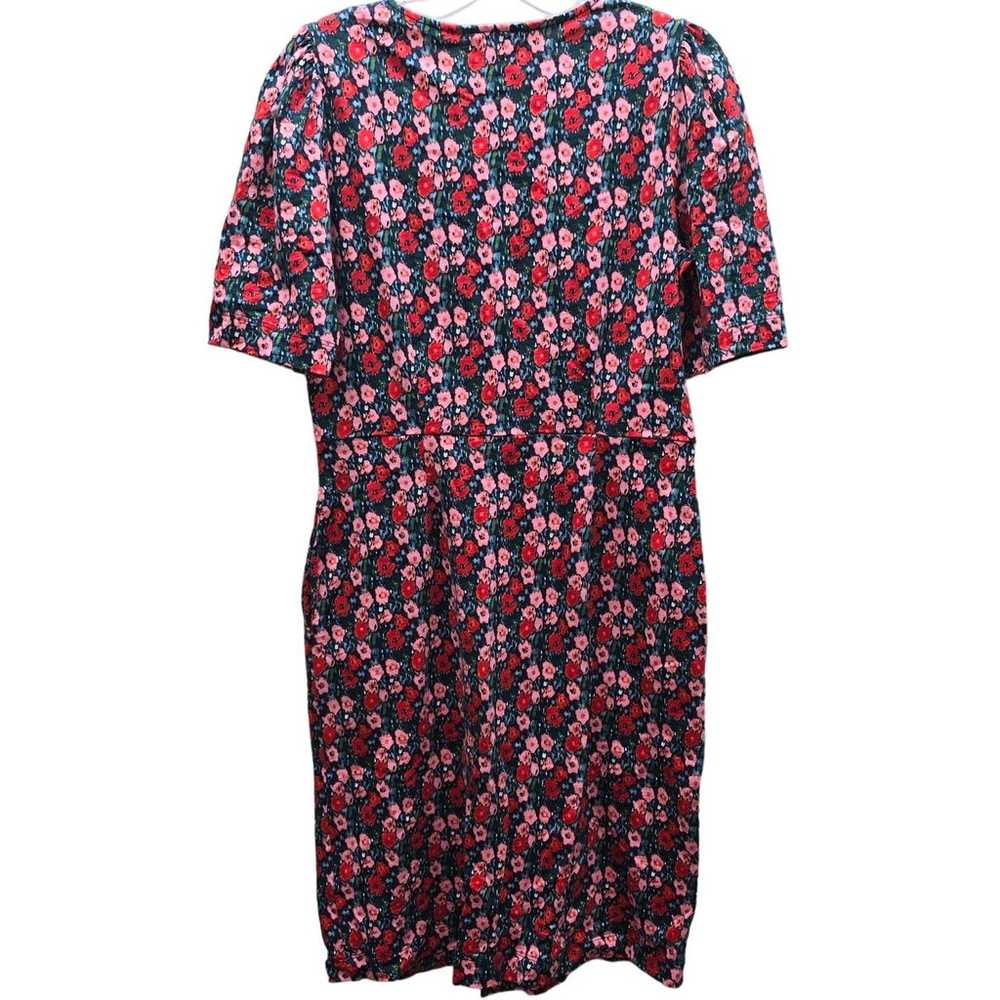 Boden Zoe Crew Neck Jersey Dress Red Floral Multi… - image 2