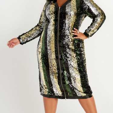Ashley Stewart Sequin Stripe Bodycon Dress