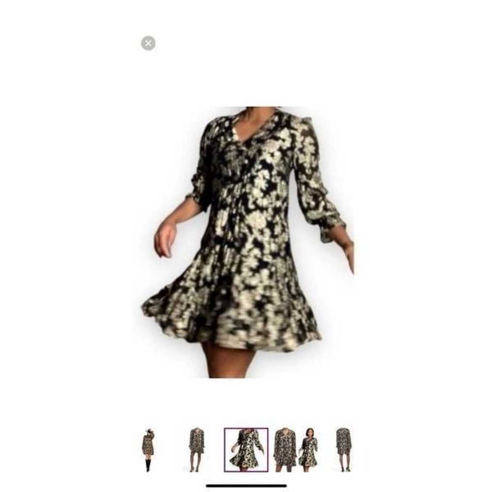 Anthropologie Bell Dress Small Black Gold Lined - image 1