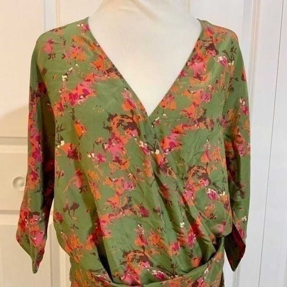 Thakoon Addition Green Floral Hip Drape Silk Mini… - image 2