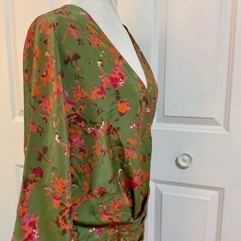 Thakoon Addition Green Floral Hip Drape Silk Mini… - image 7