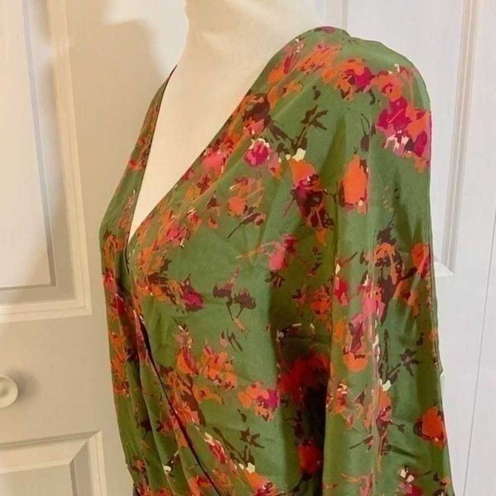 Thakoon Addition Green Floral Hip Drape Silk Mini… - image 8