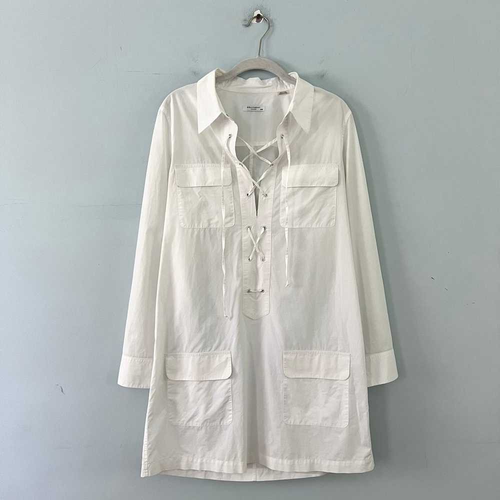 Equipment Femme Knox Lace Up White Cotton Mini Tu… - image 4