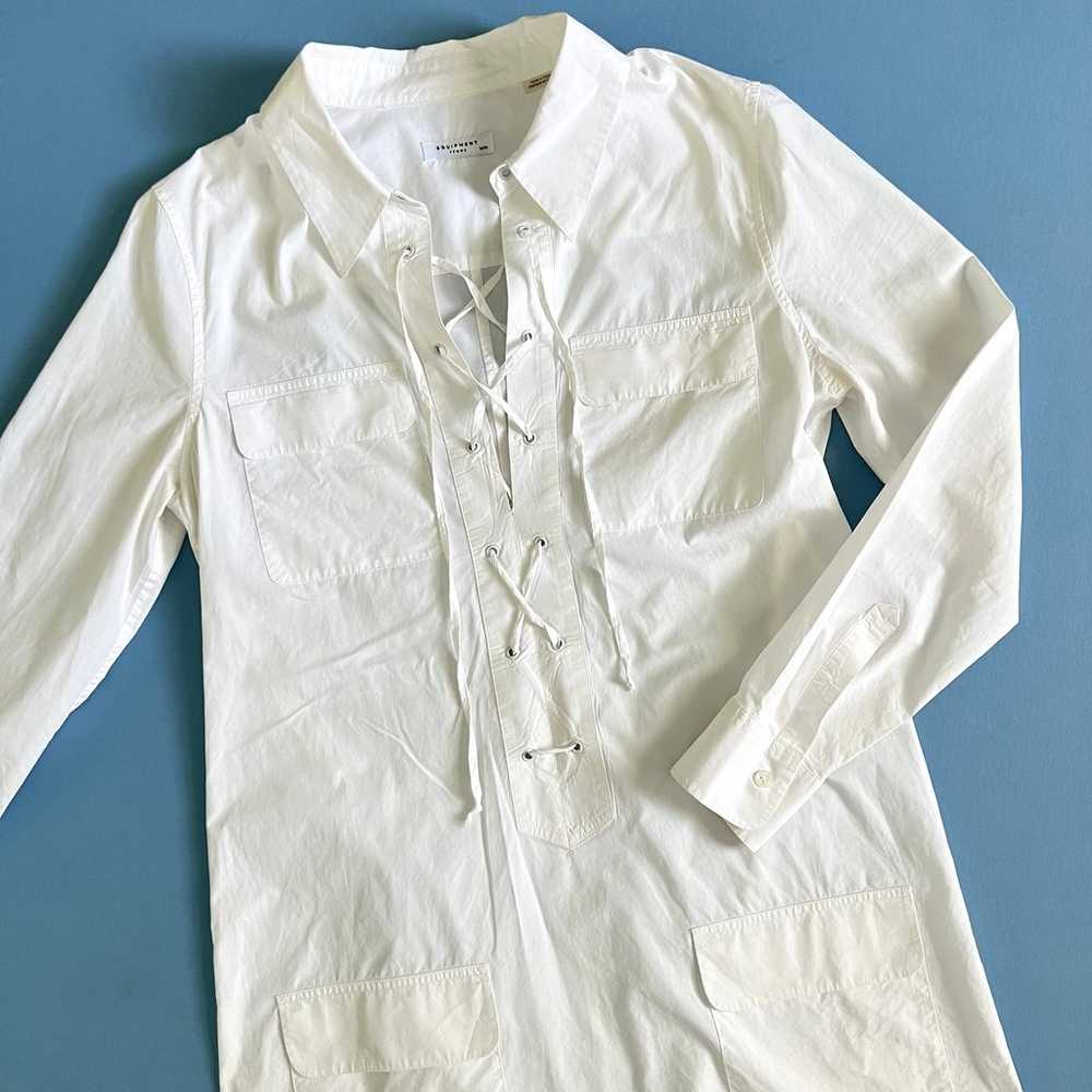 Equipment Femme Knox Lace Up White Cotton Mini Tu… - image 6