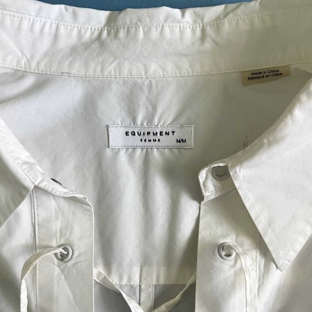 Equipment Femme Knox Lace Up White Cotton Mini Tu… - image 7