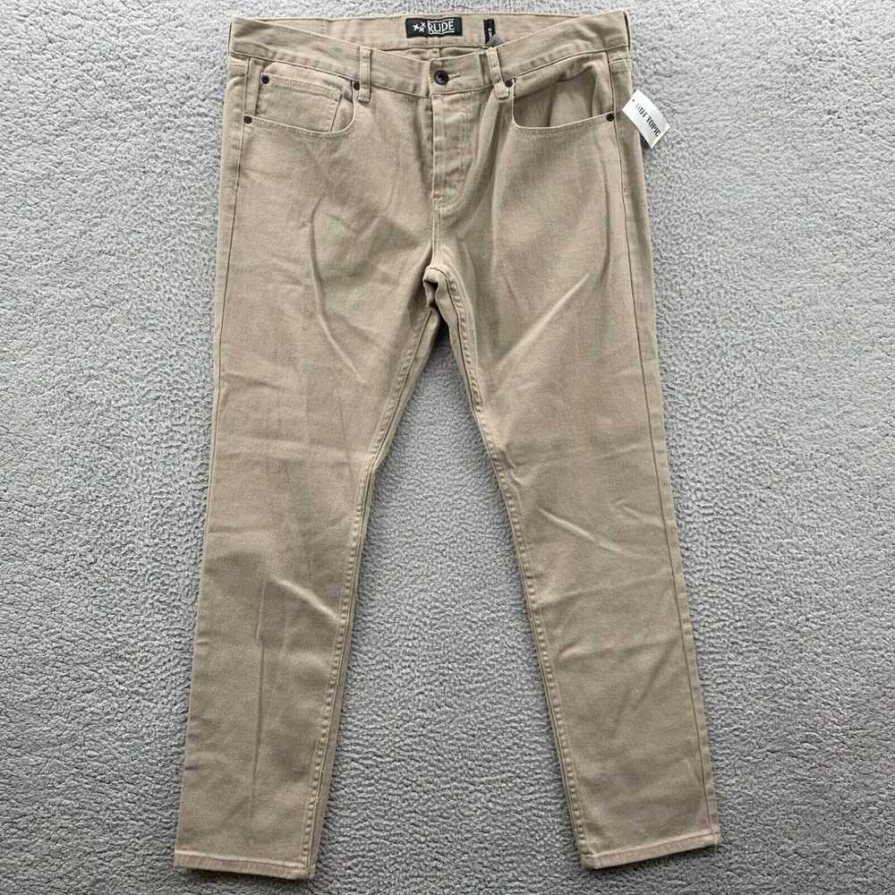 Vintage NWT XXX RUDE Pants Mens 38x32 Tan Khaki S… - image 1