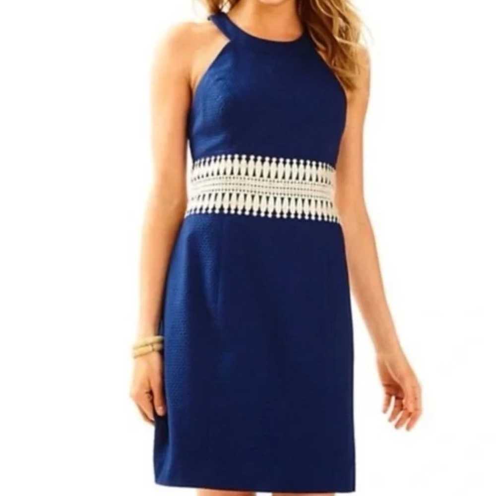 LILLY PULITZER Ashlyn Shift Dress Blue with Gold … - image 3