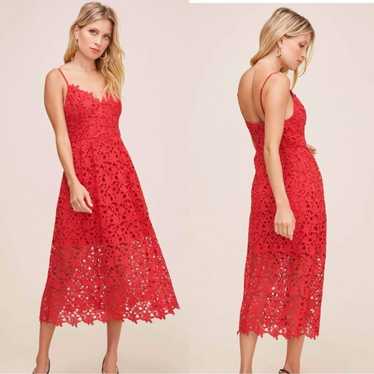 ASTR THE LABEL Red Lipstick Lace midi dress sleev… - image 1