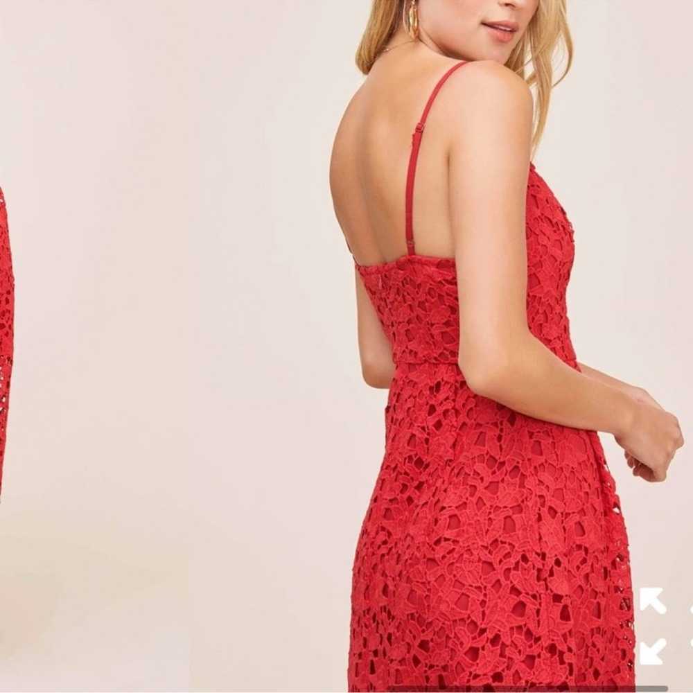 ASTR THE LABEL Red Lipstick Lace midi dress sleev… - image 2