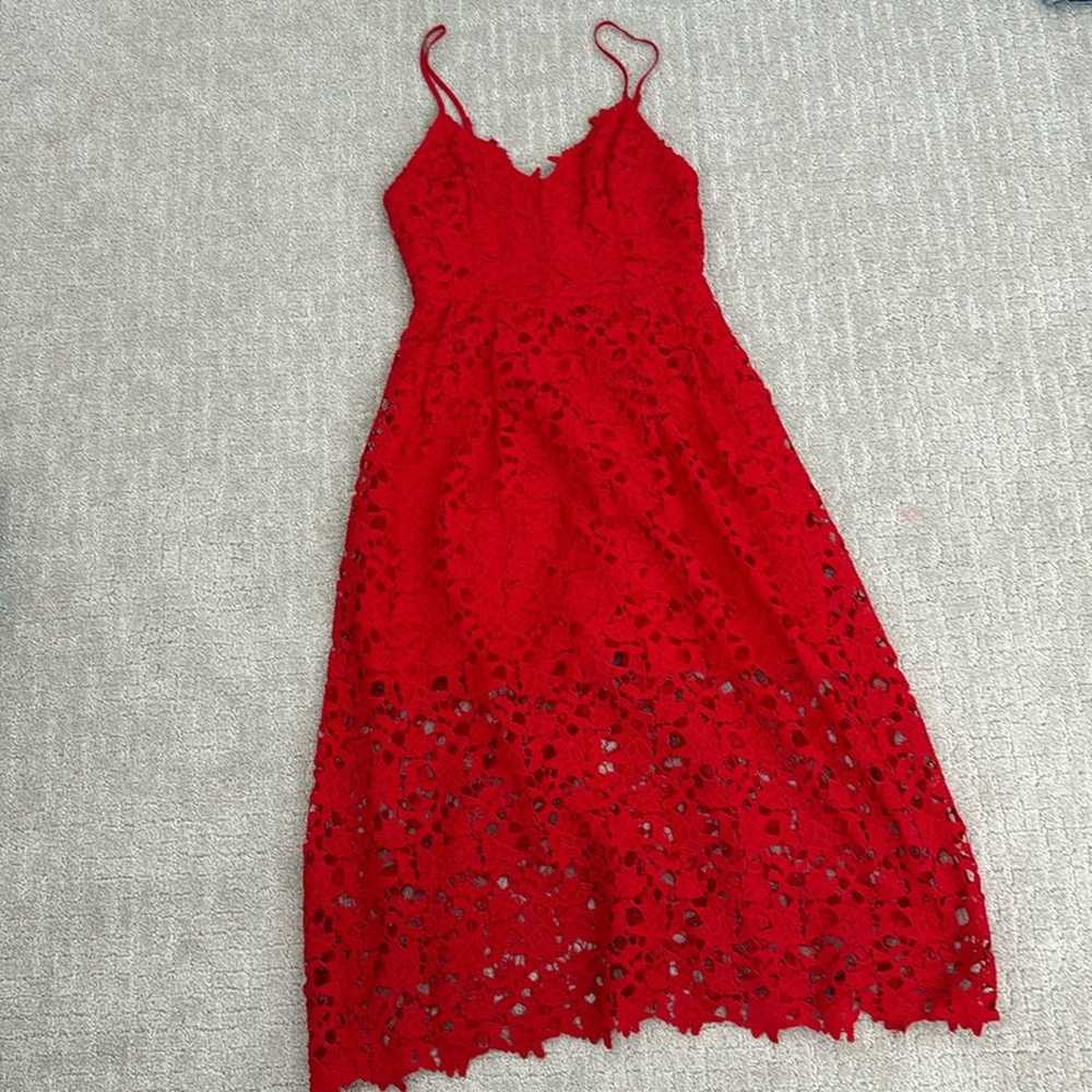 ASTR THE LABEL Red Lipstick Lace midi dress sleev… - image 3