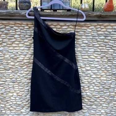 Jay Godfrey Black One Shoulder Mini Sheath Dress.… - image 1