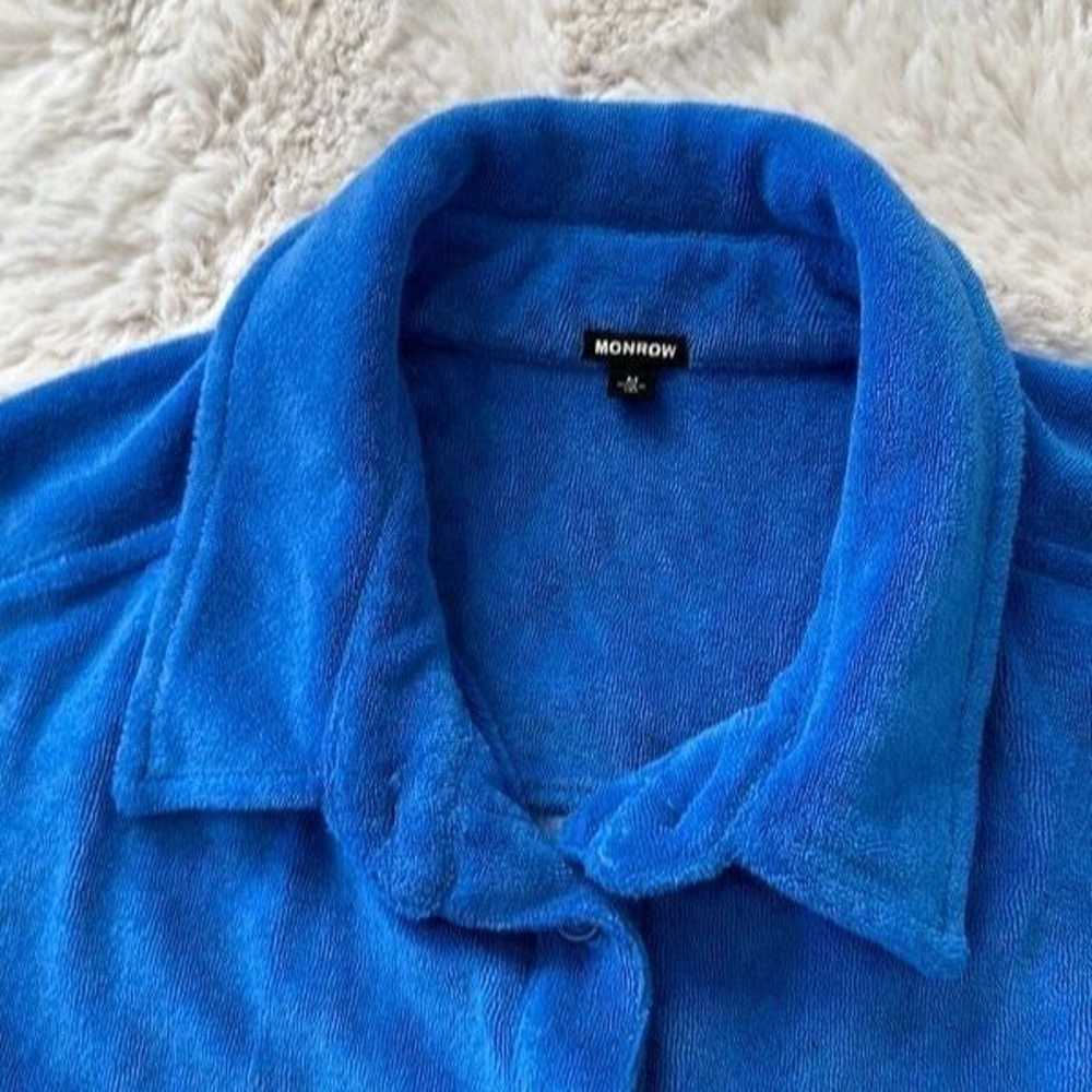 Monrow Terry Cloth Shirt Dress Blue Size M - image 10