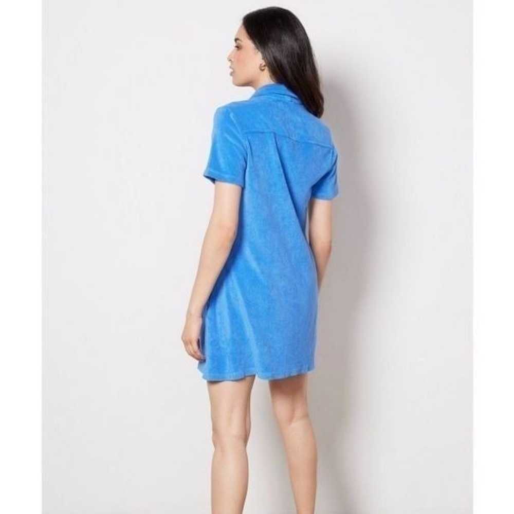 Monrow Terry Cloth Shirt Dress Blue Size M - image 3