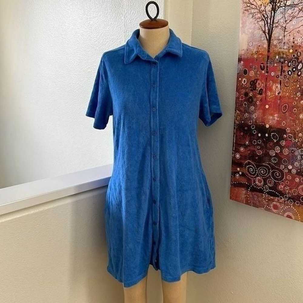 Monrow Terry Cloth Shirt Dress Blue Size M - image 6