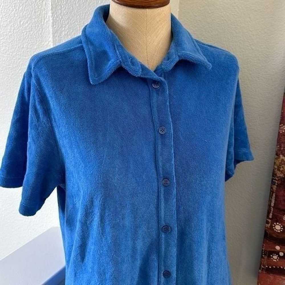 Monrow Terry Cloth Shirt Dress Blue Size M - image 7