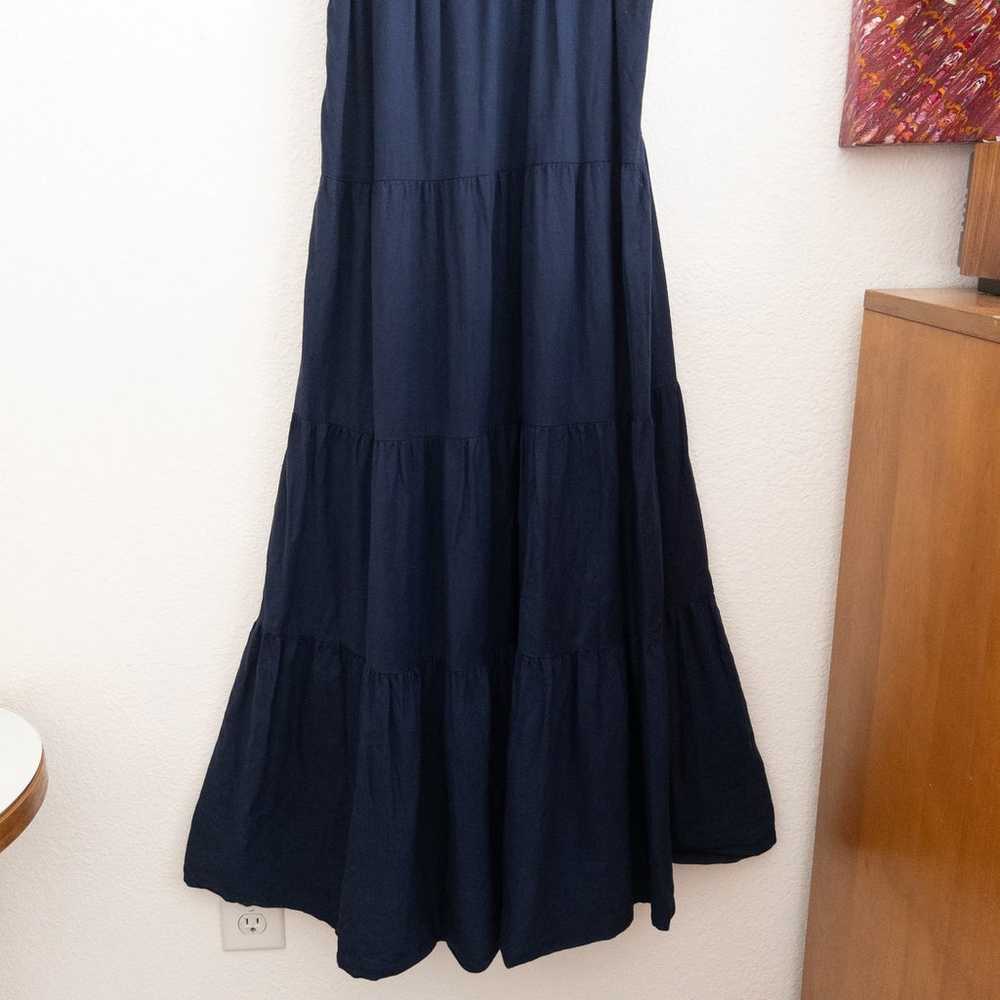 Jason Wu Navy Blue Linen Blend Tiered Maxi Dress … - image 3