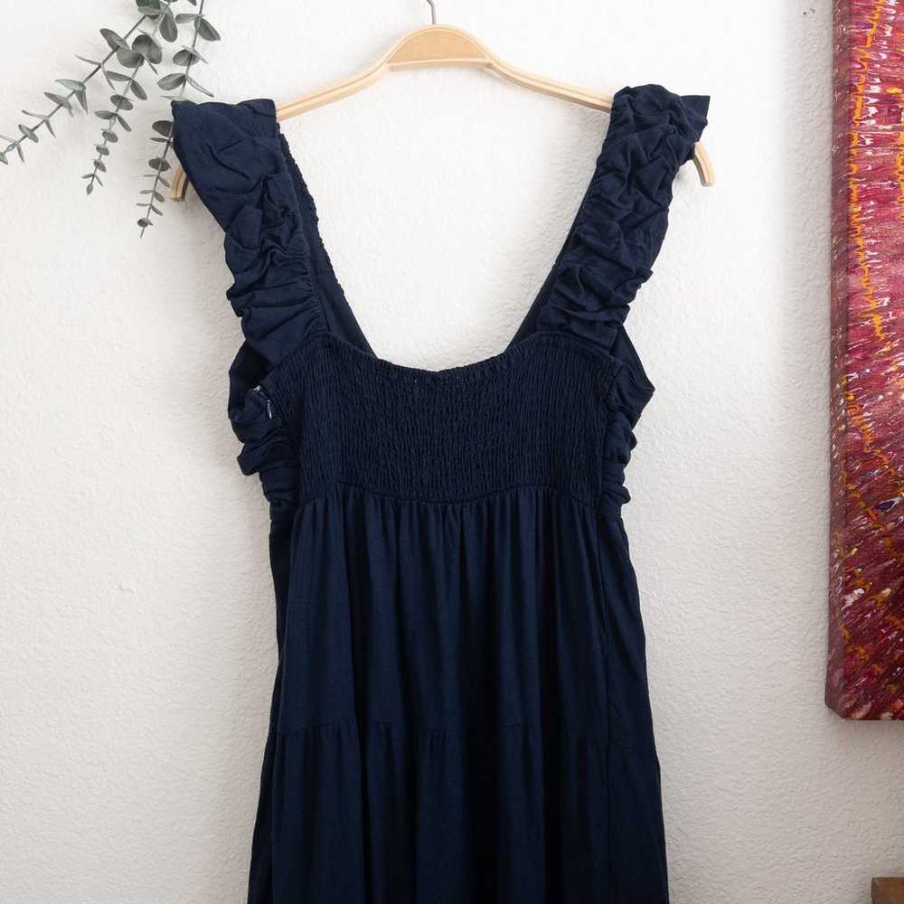 Jason Wu Navy Blue Linen Blend Tiered Maxi Dress … - image 4