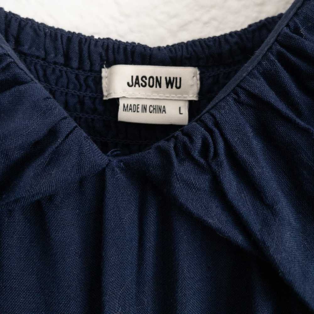 Jason Wu Navy Blue Linen Blend Tiered Maxi Dress … - image 7